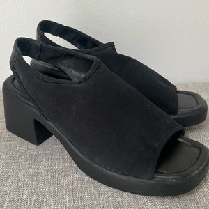 Y2K Apostrophe Chunky Heel Slingback Sandals